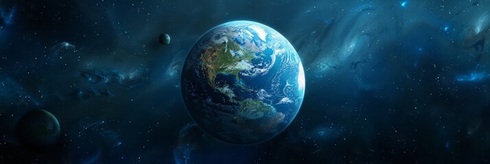 Fototapeta premium Stellar 3D 8K UHD Space Wallpaper Featuring the Gaia Theory of Earth, a High-Resolution Journey Through the Cosmos Celebrating Our Planet and the Universe