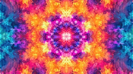 Abstract background with a kaleidoscope effect in bright, vivid colors