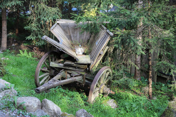 A wooden cart from the 19th century abandoned by reckless highlanders from the Podhale region