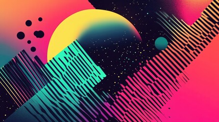 Abstract background with a retro, 80s-inspired vaporwave aesthetic