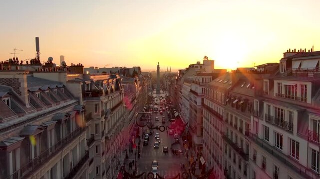 Aerial view at sunset of Paris, France