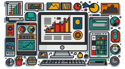 Effective digital marketing analytics strategies to track campaign performance, understand customer behavior, and optimize marketing efforts for better ROI. high resolution Illustration, in the style