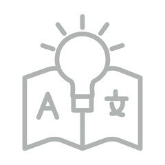 Language Learning while Traveling Vector Line Grey Icon Design