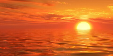 Obraz premium Beautiful landscape sunset with golden orange sky on the background. Ai generation