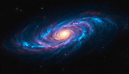 Obraz premium Vibrant Purple Blue Nebula with Stars on Black Background