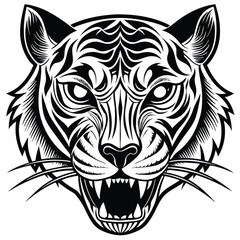 Obraz premium Black and white Tiger outline vector 