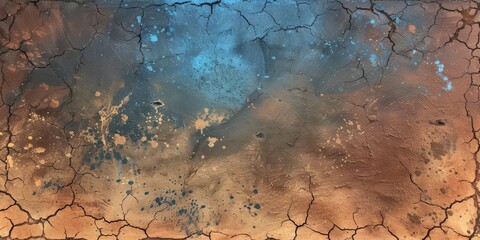 Naklejka premium A captivating abstract texture displaying cracked earth in earthy tones with striking blue highlights