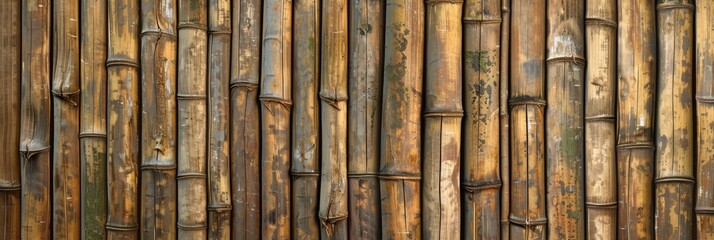 Fototapeta premium This is a breathtaking closeup of a bamboo wall texture, perfect for enhancing rustic or tropical design themes