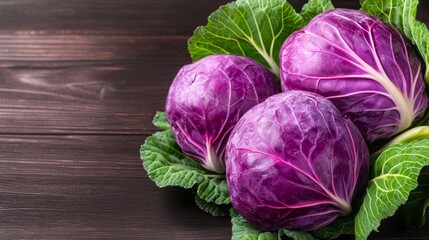 Obraz premium Fresh purple cabbages, vivid color, textured surface, flat design illustration, ultra HD,