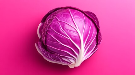 Fototapeta premium Fresh red cabbage, vibrant purple color, interesting texture, flat design illustration, ultra HD,