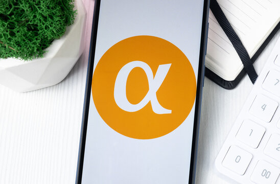 New York, USA - 1 August 2024: Agoras Tokens AGRS Logo on Phone Screen, Crypto Coin Icon