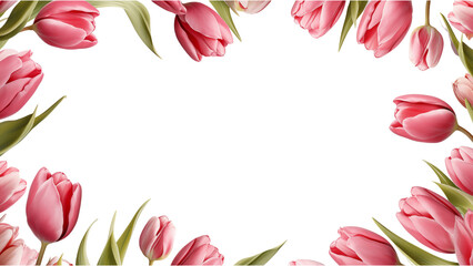 Red tulip flower border frame.