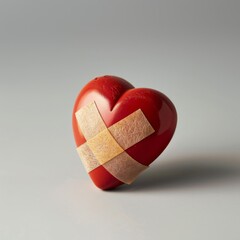 Red heart with a bandage, symbolizing healing and recovery.