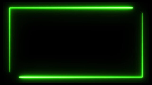 Abstract neon rectangle frame animation screen looping. Neon background. 4K Retro neon green template soft color background. Live concert wall neon gradient web element