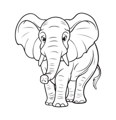A drawing of an elephant with white background
