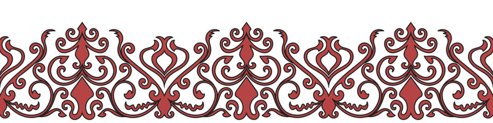 seamless border Red abstract complex lines for frame. Brush