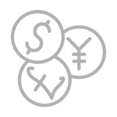 Foreign Exchange (Forex) Trading Vector Line Grey Icon Design