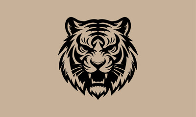 Small Tiger face vector design template with a modern and dynamic theme using geometric shapes with a futuristic look.