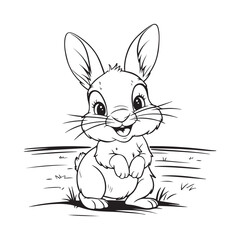 A drawing of a rabbit with white background