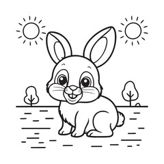 A drawing of a rabbit with white background