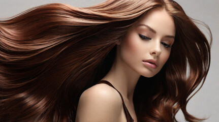 Obraz premium Beautiful model with long smooth healthy brown hair