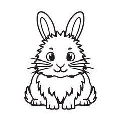 A drawing of a rabbit with white background