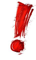 Dramatic red exclamation mark painted with bold brushstrokes