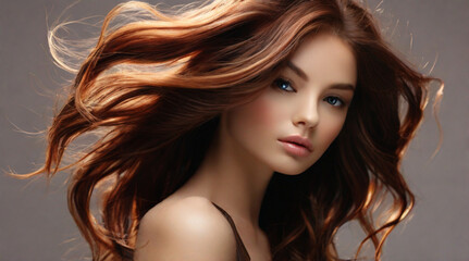 Obraz premium Beautiful model with long smooth healthy brown hair