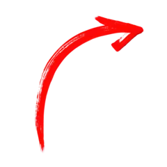 Bright red, hand-drawn arrow curving upwards on a white background © IBEX.Media