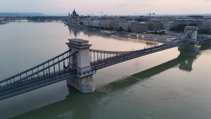 Hungarian Parliament Building and Budapest The Chain Bridge