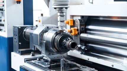 CNC machine, industrial plant tools, isolated white background,