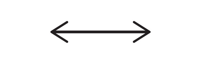 Straight long arrow icon. Vector illustration of a black arrow pointing both sides, right and left. design eps 10