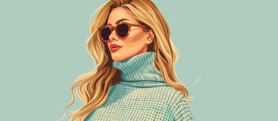 Fototapeta premium Young beautiful blonde woman wearing winter sweater and sunglasses over isolated background looking to side relax profile pose with natural face with confident smile