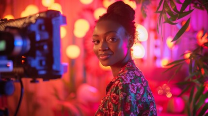 Professional Videographer on Set with Ambient Lighting
