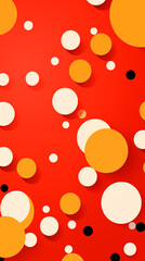 Yellow Dots Circles Balls on Red Background, Abstract Image, Texture, Pattern, Wallpaper, Cover and Screen of Smartphone, Cell Phone, Computer, Laptop, 9:16 and 16:9 Format