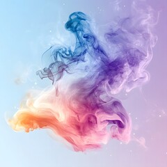 Fototapeta premium Ethereal smoke burst in soft pastels with a dreamy, flowing pattern, set against a transparent background.