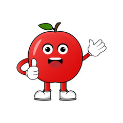 red apple mascot illustration vector. Illustration mascot isolated on white backgrounds