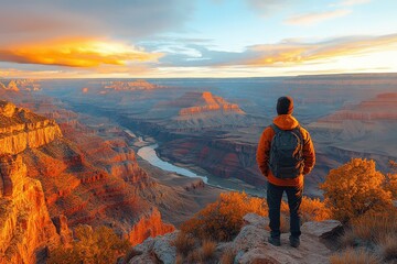 Sunset Over the Grand Canyon, A Hiker's Majestic View