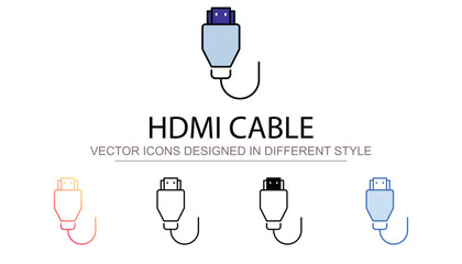 Hdmi Cable icon design with white background stock illustration