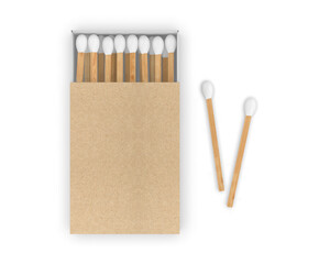 Matchbox with match sticks packaging mockup template 3d render illustration.