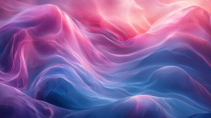 Abstract Dreamy Landscape with Vibrant Pink and Blue Waves of Light and Colorful Swirls, Perfect for Modern Art and Design Projects, Backgrounds, and Creative Inspirations