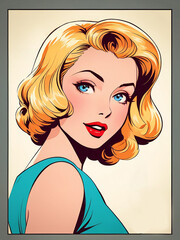 Retro Poster Design of Beautiful Blonde Pinup Girl