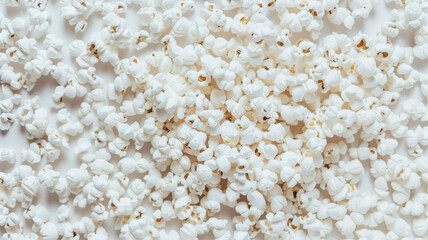 Classic snack for watching movies and cinema. Top view of popcorn texture. Popcorn background.