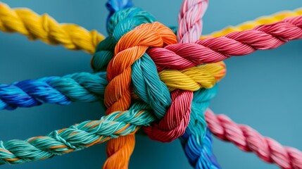 Brightly colored ropes woven together, representing integration and collaborative power