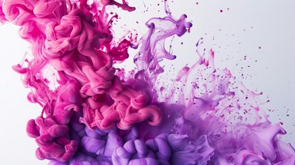 Fototapeta premium Fluid magenta and purple ink splashes with intricate patterns, Modern, Abstract Expressionism