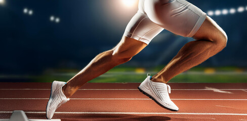 runner wearing white sneakers on the start