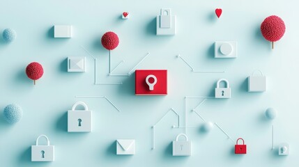 A schematic diagram of a secure network connection, featuring firewalls, intrusion detection systems, and secure gateways.