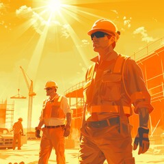 Construction Workers Brave the Intense Heatwave, Demonstrating Resilience and Commitment Amidst the Sweltering Summer Conditions