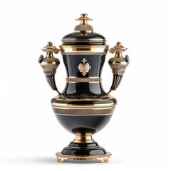 Medium shot of Vintage samovar, isolated on a white background, bright and vivid tonality 