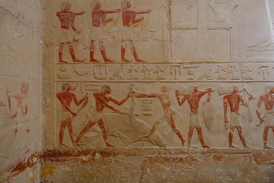 Mastaba hieroglyphics at Saqqara Egypt